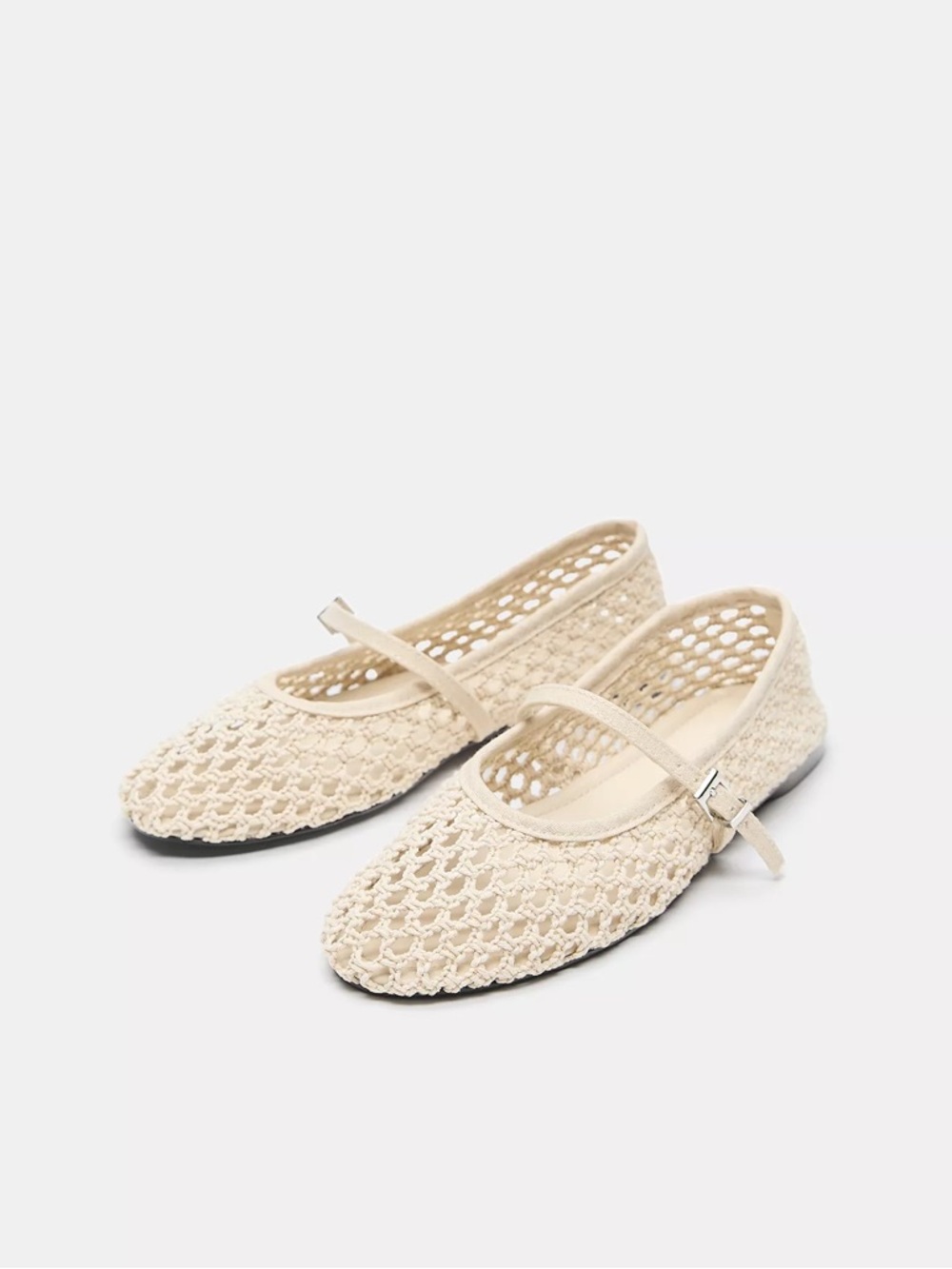 Pull&Bear Cream Mesh Ballet Flats